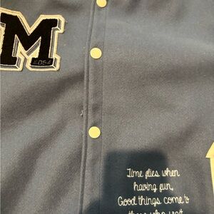 Ring of Fire Navy Blue Varsity Bomber Jacket with Yellow Accents